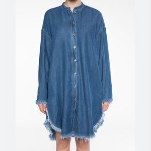 Acne Studios / Gracie H Den denim dress/jacket with frayed hem and sleeves.